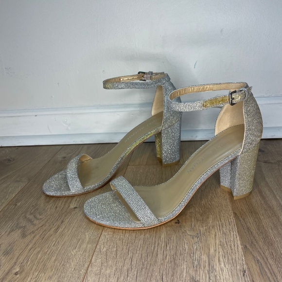 Stuart Weitzman Nearly Nude Nocturn Silver Sparkly Heels Size: 7.5 - Picture 3 of 8